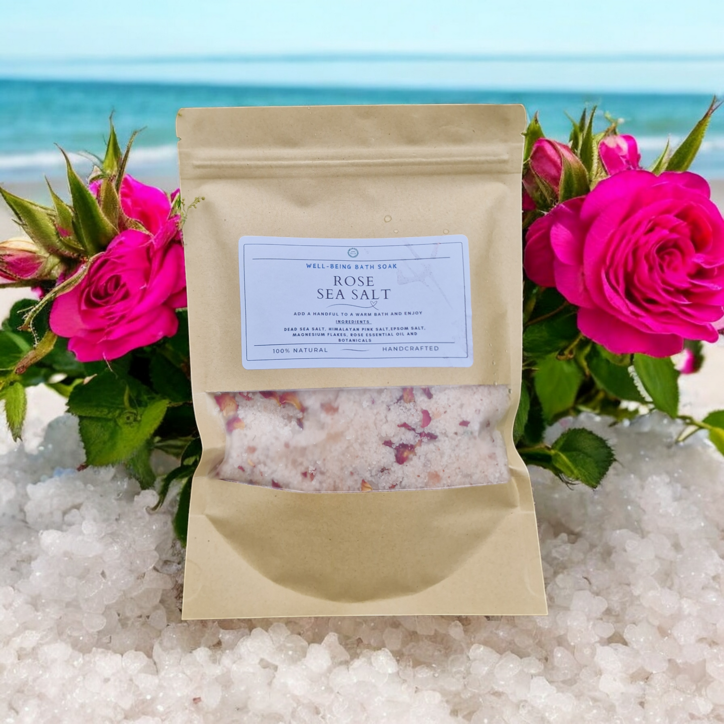 Refillable Pouch- Rose Sea Salt-Well Being